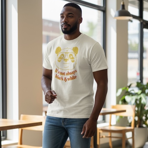 Bella Canvas “Panda” White Tee with Gold Graphic - Picture 3 of 5